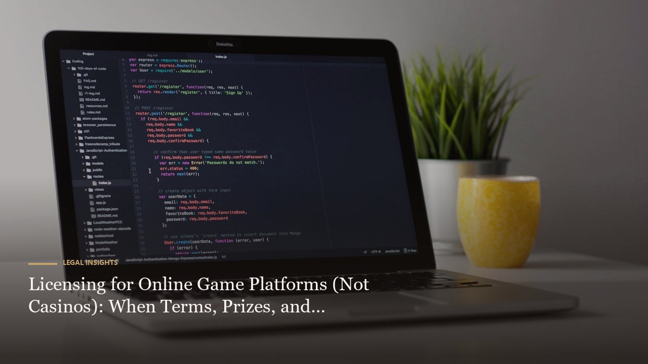 Licensing for Online Game Platforms (Not Casinos): When Terms, Prizes, and Payments Create Regulatory Risk