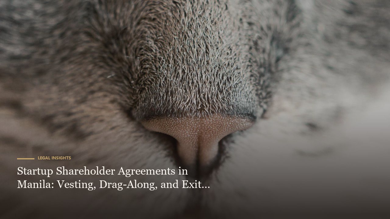 Startup Shareholder Agreements in Manila: Vesting, Drag-Along, and Exit Clauses